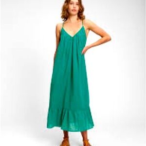 Gap Ruffle Hem Maxi Dress Jade Green Size Small
